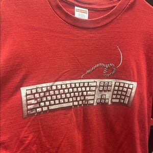 Supreme Red Tee with Keyboard Design bind d6 6d